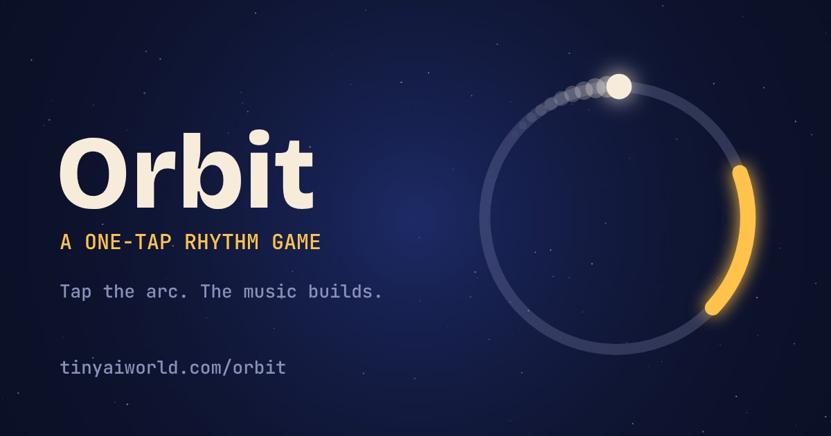 Orbit: a glowing dot circling a ring toward a gold arc